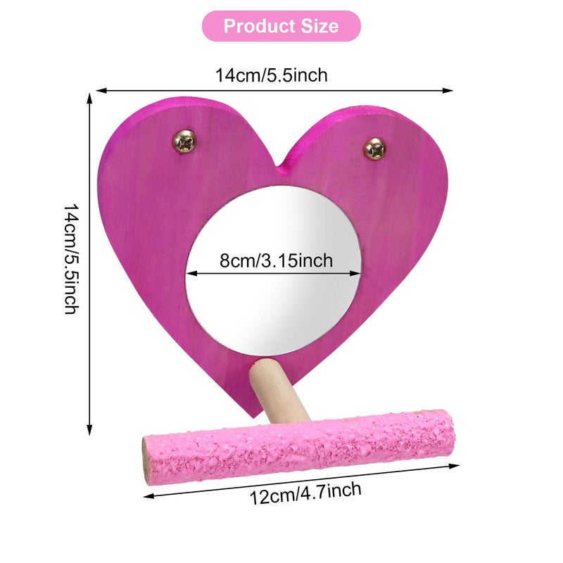 Litewoo Bird Parrot Mirror with Perch Natural Wood Swing Colorful Sand Grind Paw Trim Beak for Small Parrot Parakeet Cockatiel Lovebird Conure Finch Budgie - Image 2